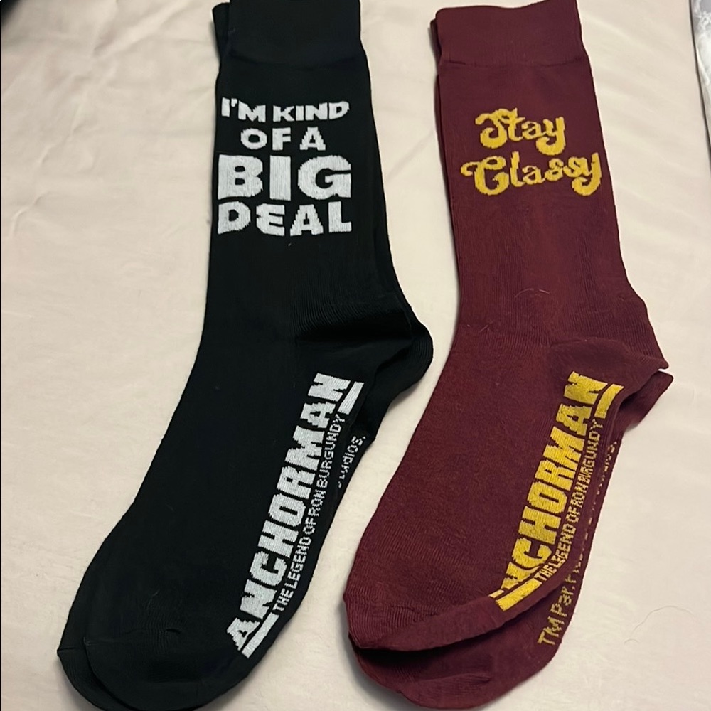 Casual Black and Red Crew Socks with Bold Text
